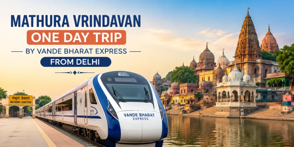 Mathura Vrindavan one day trip by Vande Bharat Express from Delhi with train, temples, and pilgrimage attractions in Braj.